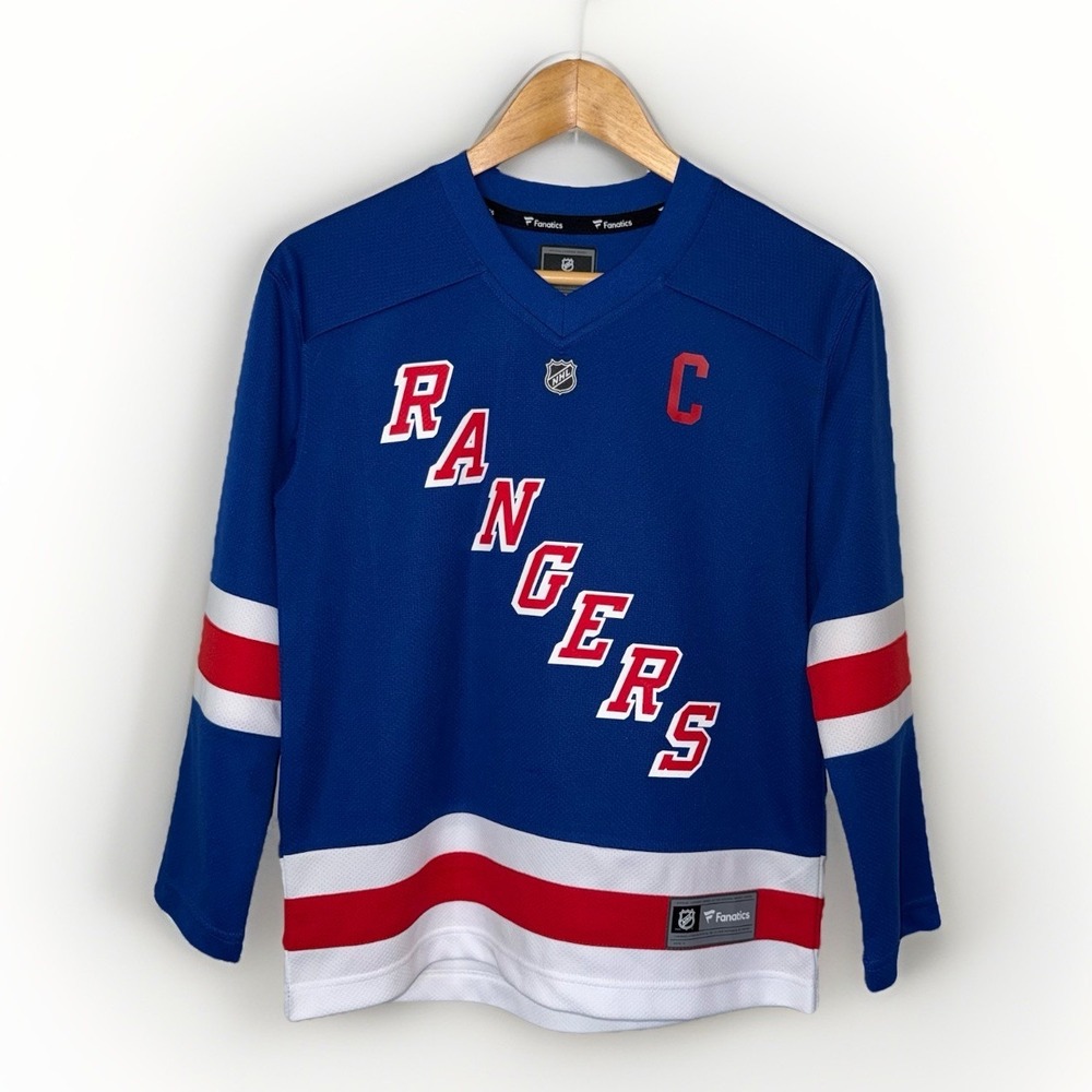 NY Rangers Santos 1 Jersey Youth S/M Fanatics NHL Hockey Blue Kids Small/Medium